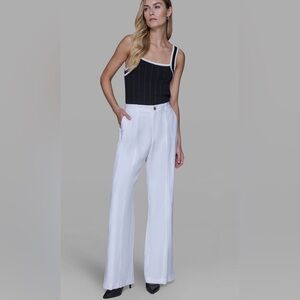 Karl Lagerfeld Paris White Cream Button-Hem Wide-Leg Pants Size 16
